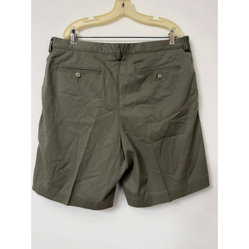Tommy Bahama Mens 38 Shorts Olive Green Cotton Tencel Stretch Flat Front